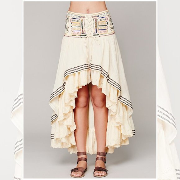Free People !!RARE!! Rises In the East High Low Maxi Skirt - Picture 4 of 14